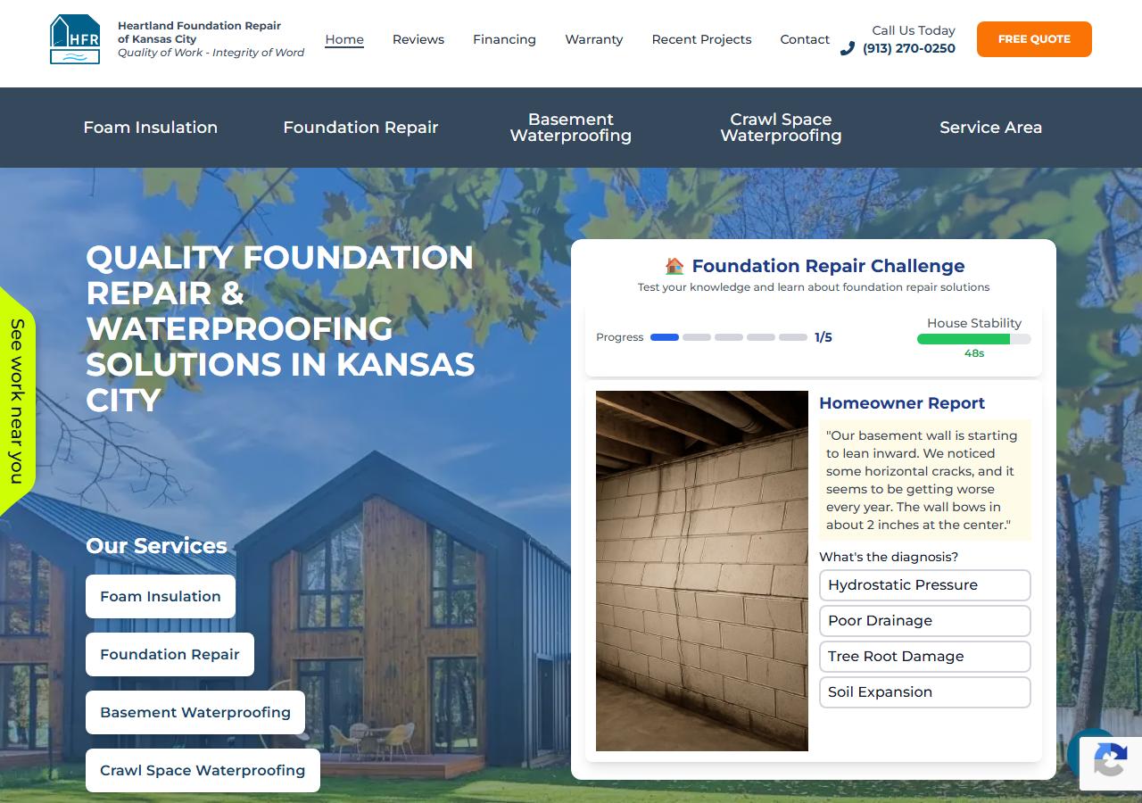 Heartland Foundation Repair website screenshot